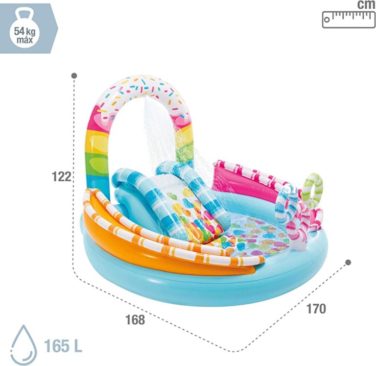 Inflatable kids splash pool with rainbow arch