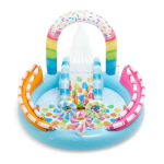 Colourful inflatable kids splash pool with rainbow arch