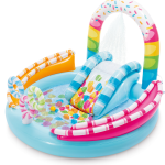 Colourful inflatable kids splash pool with slide