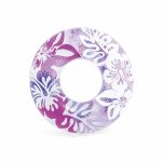 Purple tropical floral inflatable swim ring