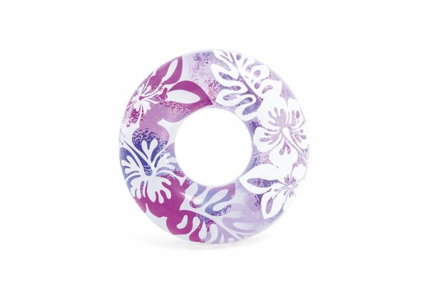 intex clear colour tubes 59251 Purple tropical floral inflatable swim ring