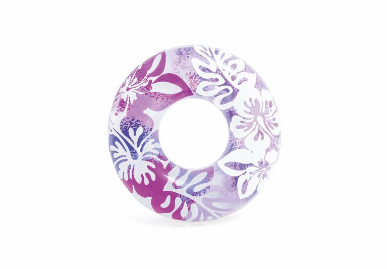 Purple tropical floral inflatable swim ring
