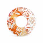 Orange tropical floral inflatable swim ring