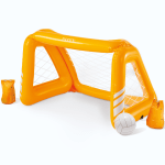 Inflatable orange pool volleyball goal with ball