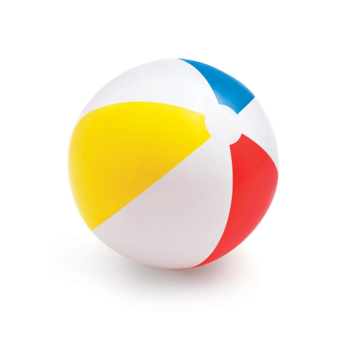 Colourful inflatable beach ball on white background