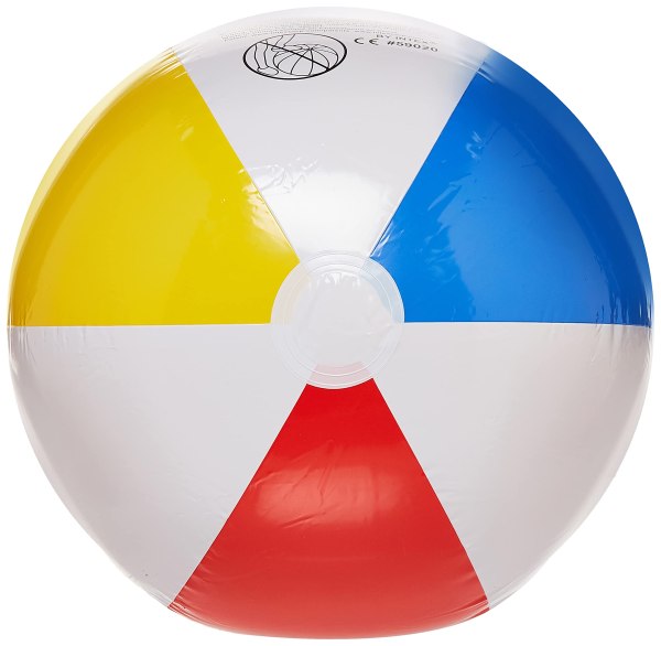 intex beach ball 51cm glossy panel 59020 Colourful inflatable beach ball on white background