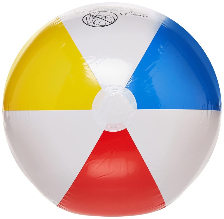 intex beach ball 51cm glossy panel 59020 Colourful inflatable beach ball on white background