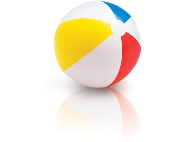 intex beach ball 51cm glossy panel 59020 Colourful inflatable beach ball on white background