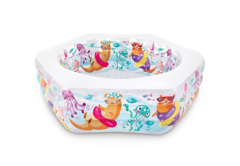 Inflatable kids pool with cartoon sea animals