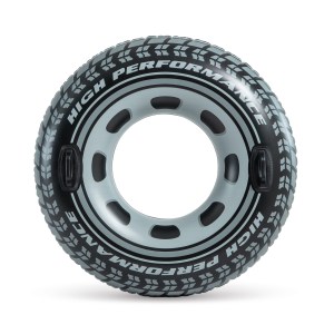Inflatable tyre-shaped swim ring with handles