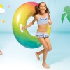 intex rainbow ombre tube pool float 58202 Girl with inflatable ring and smiling woman