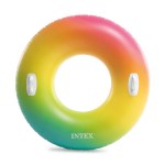 intex rainbow ombre tube pool float 58202 Rainbow inflatable swim ring with white handles