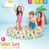 intex 3 ring pineapple splash pool 59431 132cm Children playing in pineapple inflatable paddling pool