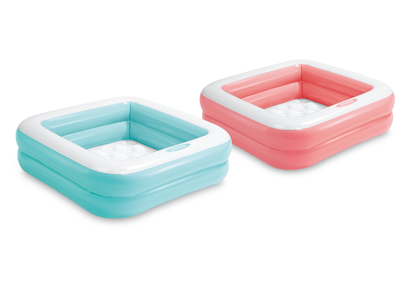 intex play box pool pink 57100 Two rectangular inflatable kiddie pools in pink and teal