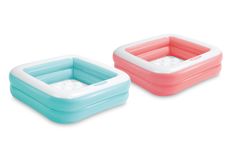 intex play box pool pink 57100 Two rectangular inflatable kiddie pools in pink and teal