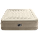 Beige inflatable air mattress with built-in pump