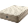 Beige inflatable air mattress with built-in pump