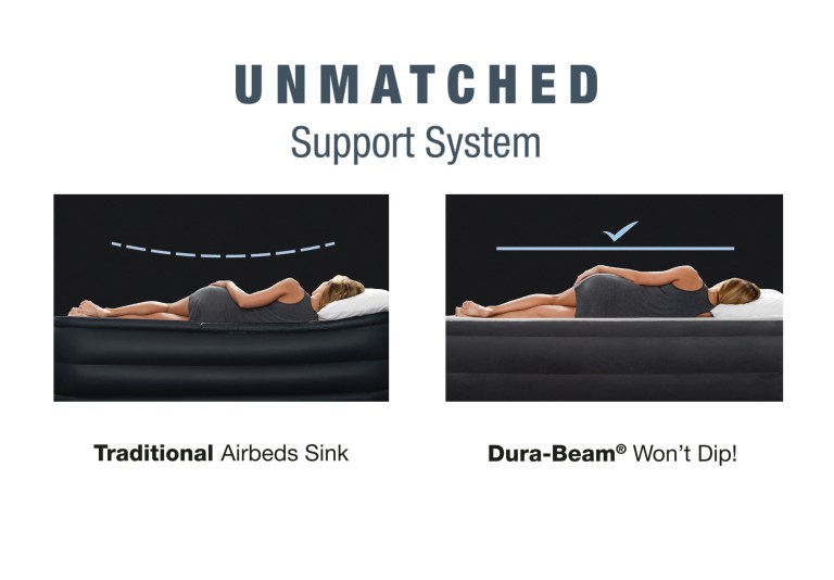 Comparison of sinking airbed and supportive Dura-Beam mattress