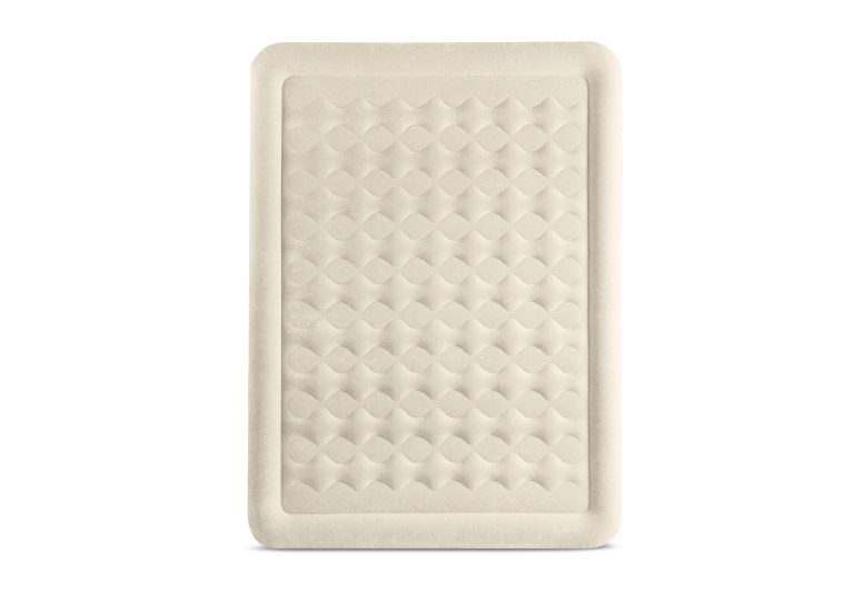 Beige inflatable air mattress with textured surface