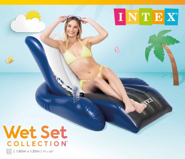 intex floating recliner lounge 58868 Woman relaxing on inflatable pool lounge