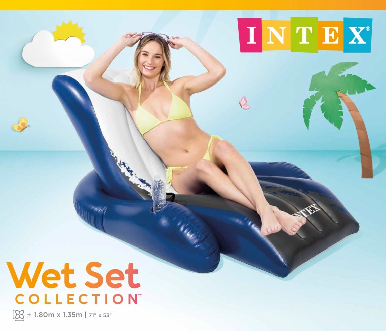 intex floating recliner lounge 58868 Woman relaxing on inflatable pool lounge