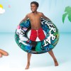 intex river rat swim tube pool float 68209 Boy with inflatable swim ring and smiling woman