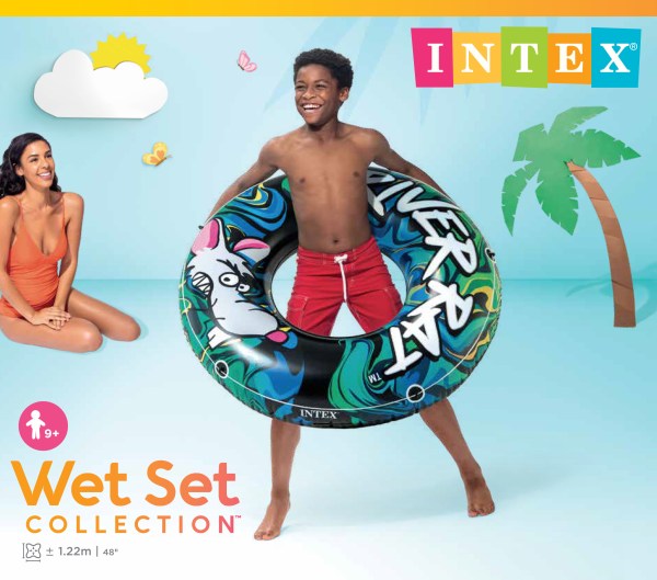 intex river rat swim tube pool float 68209 Boy with graffiti inflatable swim ring pool float