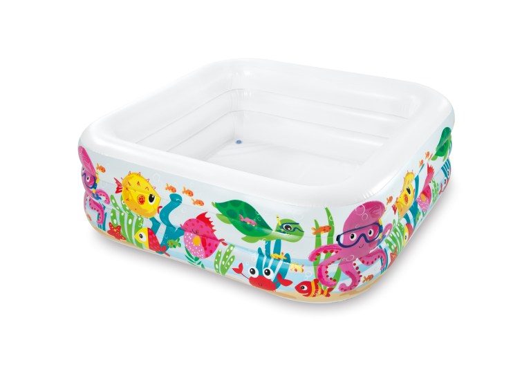 Colourful inflatable kids pool with sea creatures