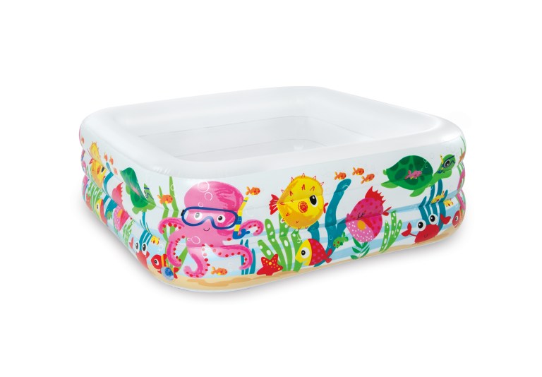Inflatable kids pool with colourful sea creatures