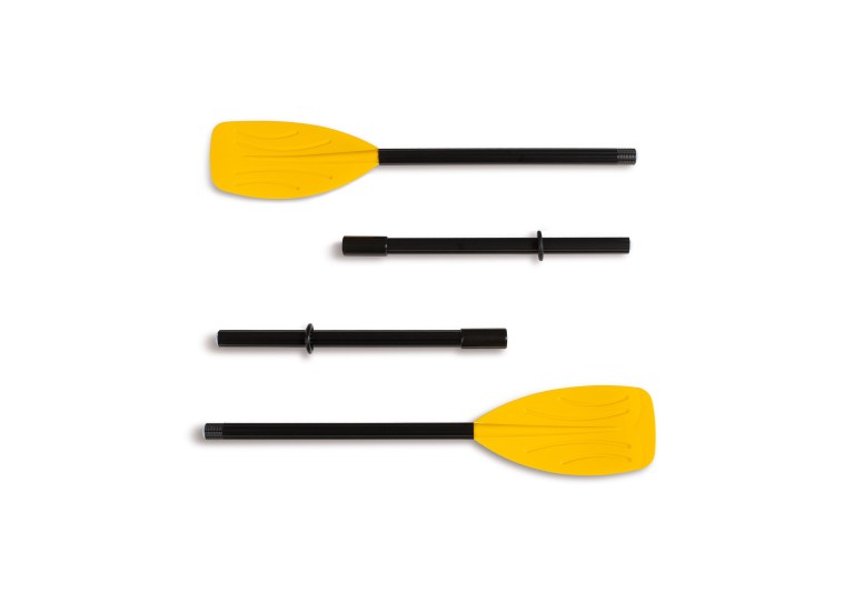 Yellow kayak paddle with detachable black shaft sections
