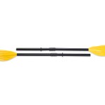 Yellow double-bladed kayak paddle on white background