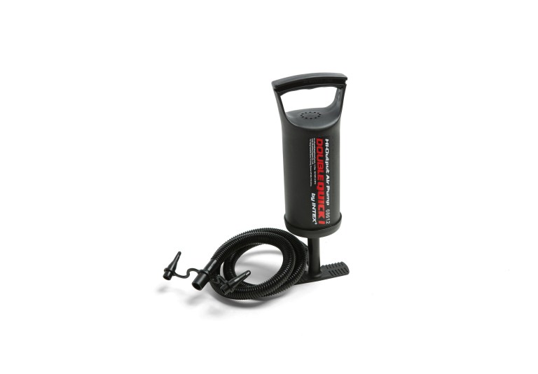Black manual air pump with hose attachments