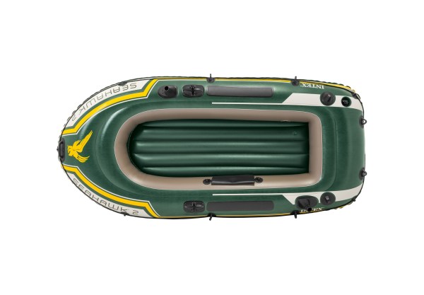 intex seahawk 2 boat set 68347 Green inflatable dinghy on white background