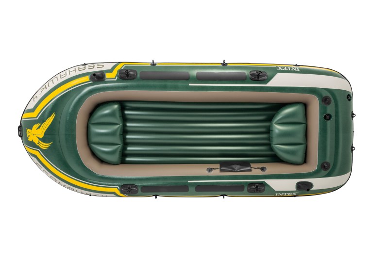 intex seahawk 4 boat set 68351 Green inflatable raft with oar locks and seats