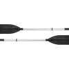 intex seahawk 4 boat set 68351 Two black kayak paddles on white background