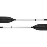 intex seahawk 4 boat set 68351 Two black kayak paddles on white background