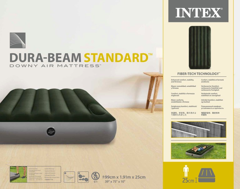 intex single (twin) classic airbed with built in pump 64761 Intex Dura-Beam Standard inflatable air mattress