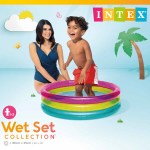intex rainbow baby pool 57104 Mother and toddler in colourful inflatable pool