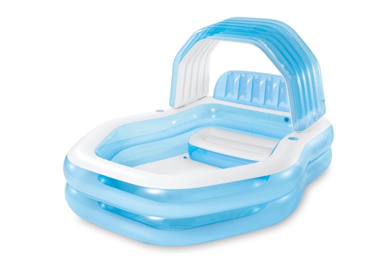 v1032 ixswimcentreshade 57186 202508200955 00.jpg Blue inflatable kids pool with sunshade canopy