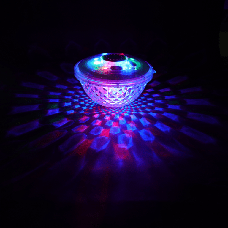 spire led light show waterproof light up pool fountain ct507 Colourful LED disco light projecting patterns in dark room