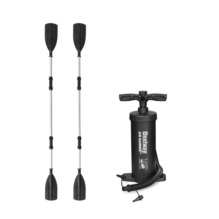 Kayak paddles and Bestway air hand pump