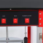 Control panel with red switches for turn, heat and light