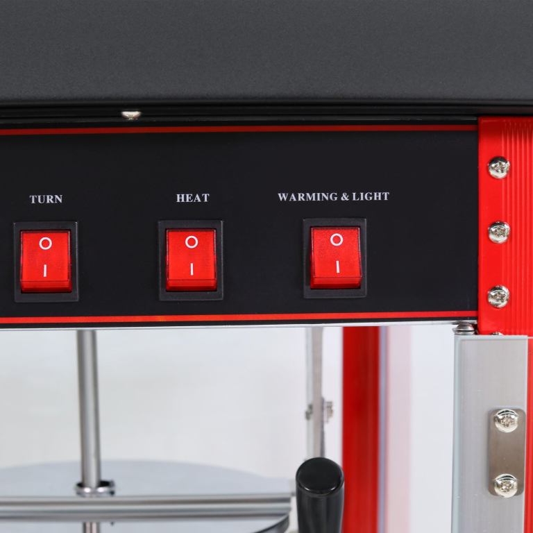 Control panel with red switches for turn, heat and light