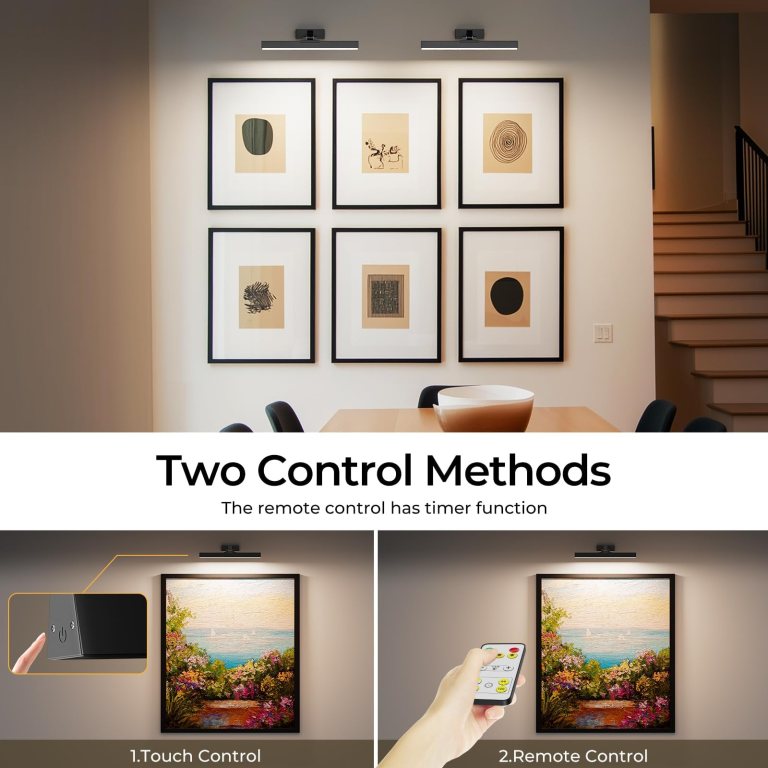Wall-mounted picture lights with touch and remote control