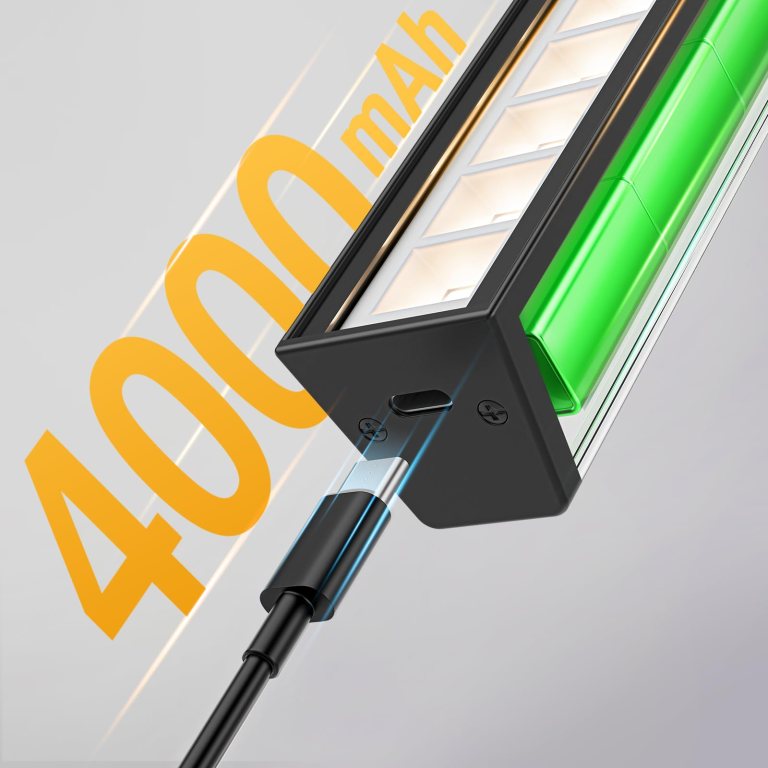 USB-C charging cable connected to 4000mAh battery