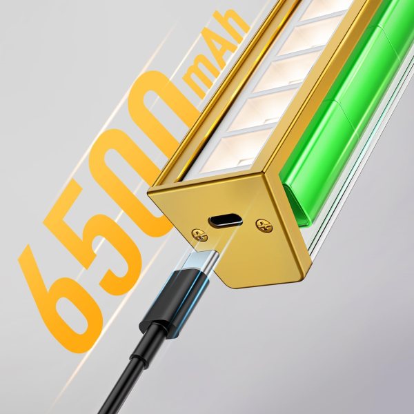 wall picture light, 24in battery powered gallery light for artwork, cct dimmable rechargeable battery wall lamp with remote control for living room, gallery, and dartboard (gold) High-capacity 65000mAh battery charging via USB-C