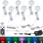 LED puck lights kit with remote and power adapter
