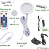 rgb color changing led under cabinet lighting kit,aluminum slim cabinet led puck lights for kitchen counter wardrobe counter furniture shelf ambiance christmas xmas decoration lighting LED puck light kit with accessories and remote