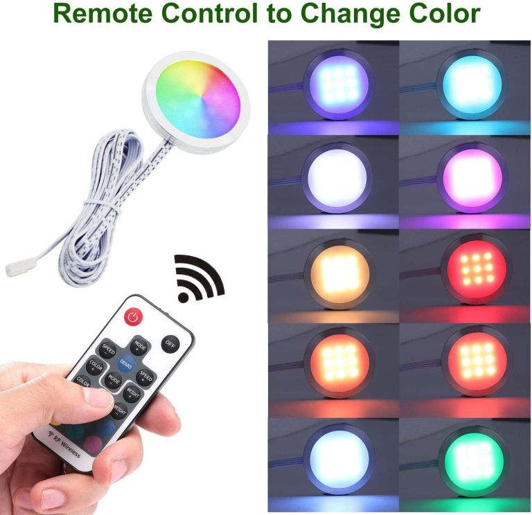 RGB LED puck light with remote control