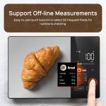 smart digital food kitchen scale with nutritional calculator, on screen nutrient info, free app for calorie & macro tracking, ai scan, personal goals, for weight loss and keto, 11lb/5kg Smart kitchen scale weighing croissant with nutrition display